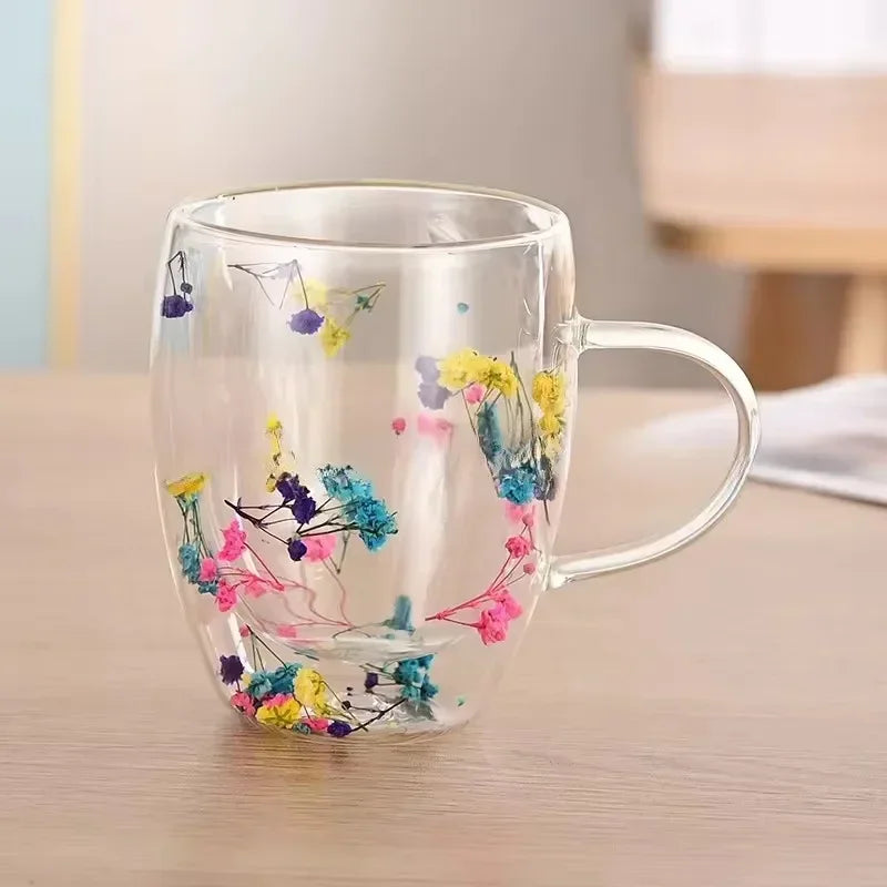 Daisy Flower Pattern Glass Mug