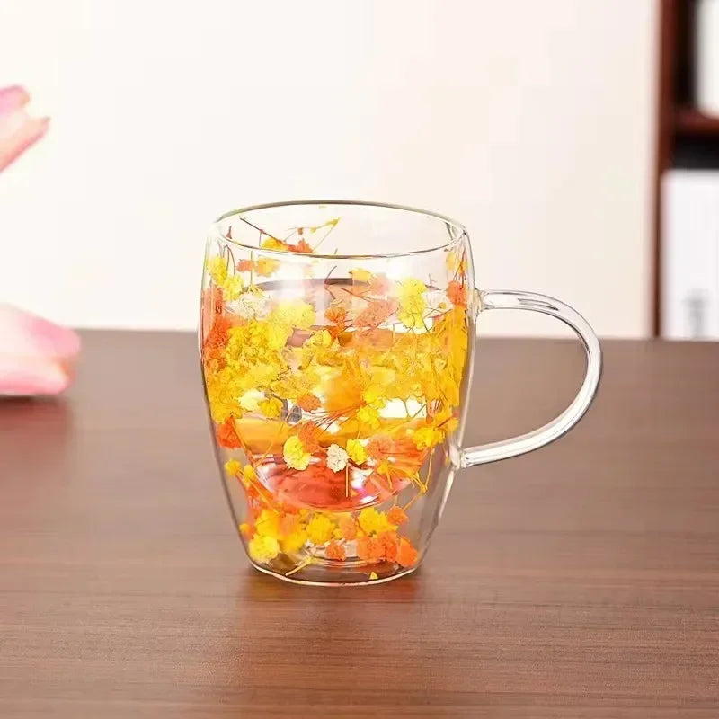 Daisy Flower Pattern Glass Mug