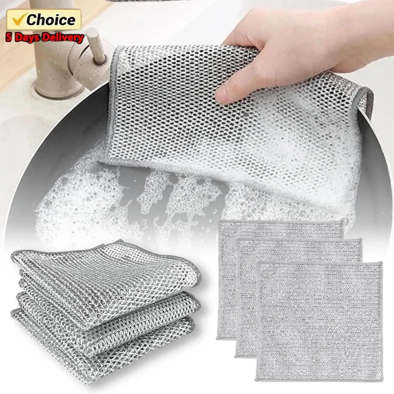 Double-Layer Steel Wire Non-Stick Cleaning Cloth