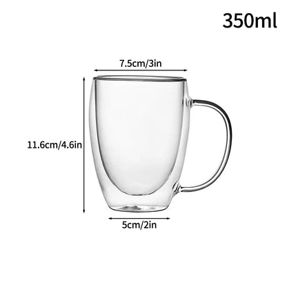 Double Wall Heat Resistant Borosilicate Coffee Mug
