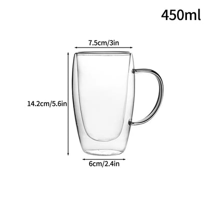 Double Wall Heat Resistant Borosilicate Coffee Mug