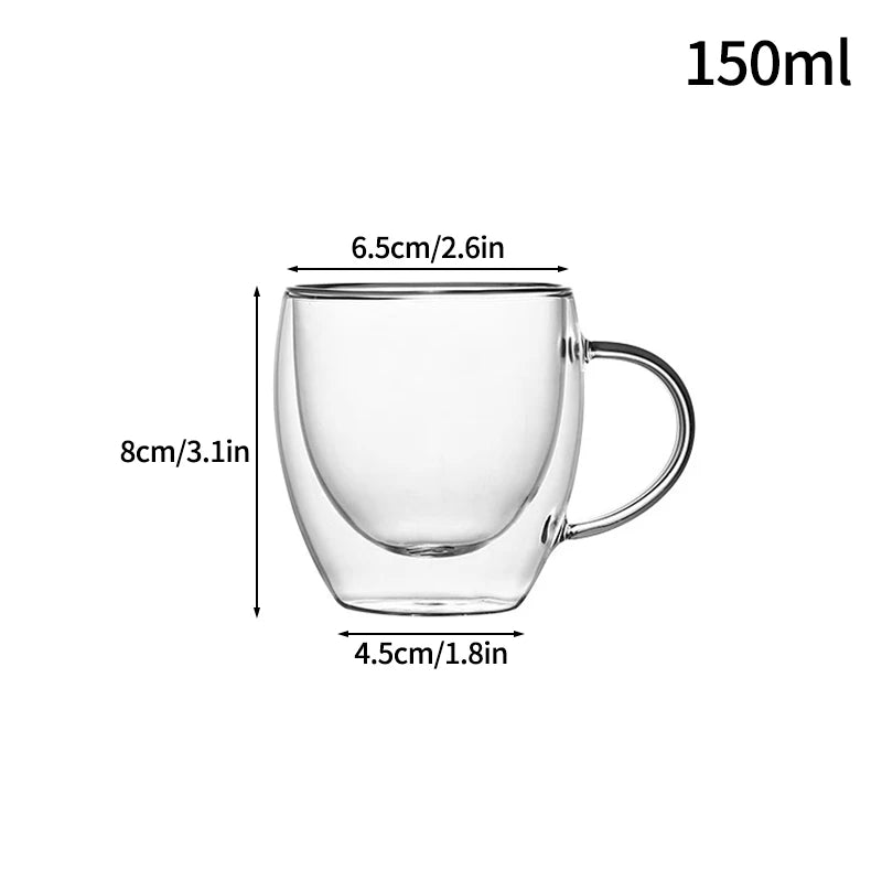 Double Wall Heat Resistant Borosilicate Coffee Mug