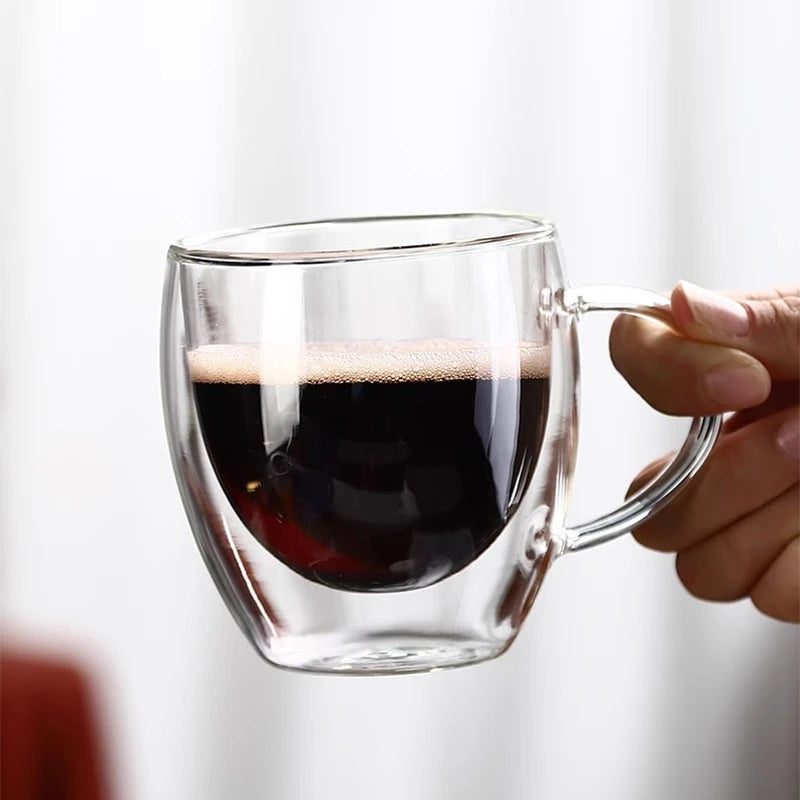 Double Wall Heat Resistant Borosilicate Coffee Mug