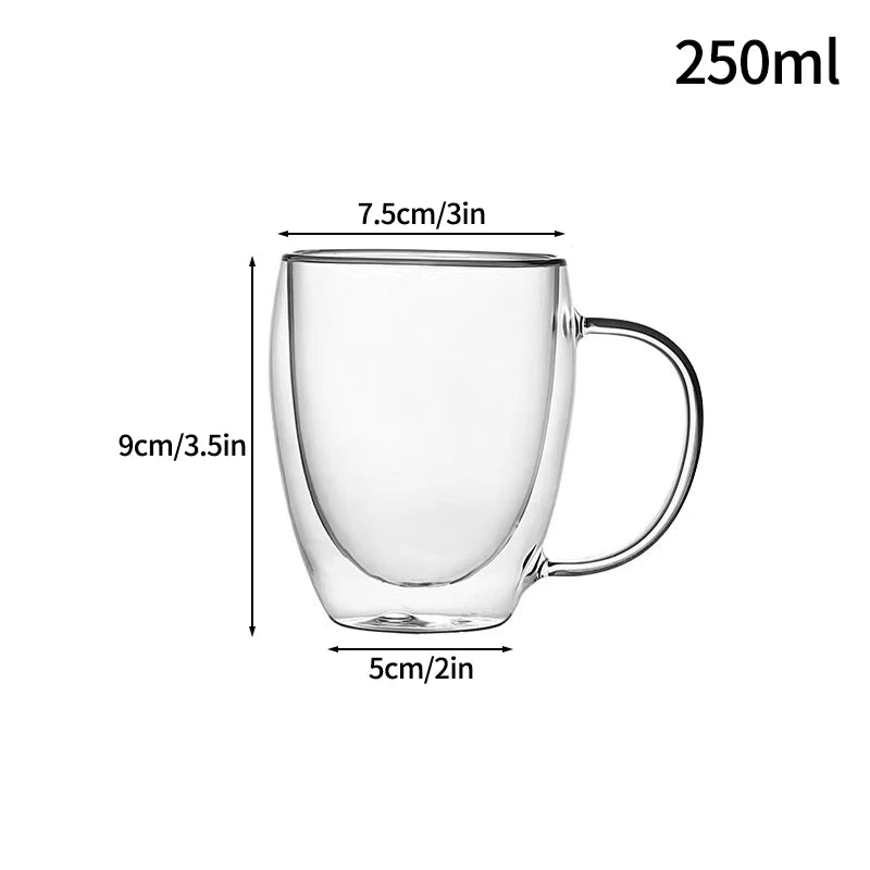 Double Wall Heat Resistant Borosilicate Coffee Mug