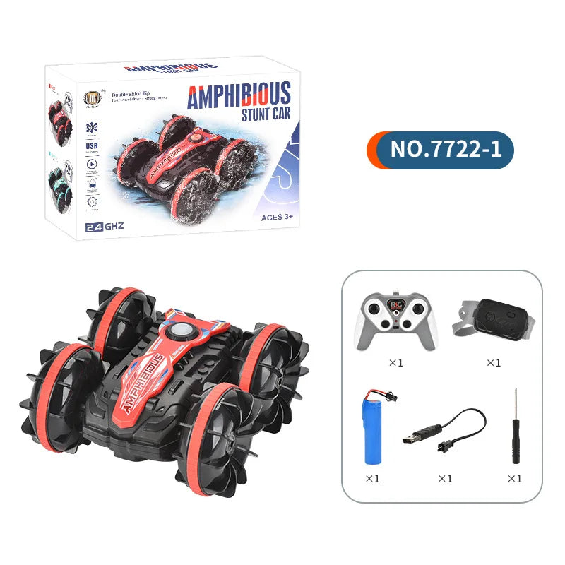 Dual Remote Control LED Amphibious Stunt Car