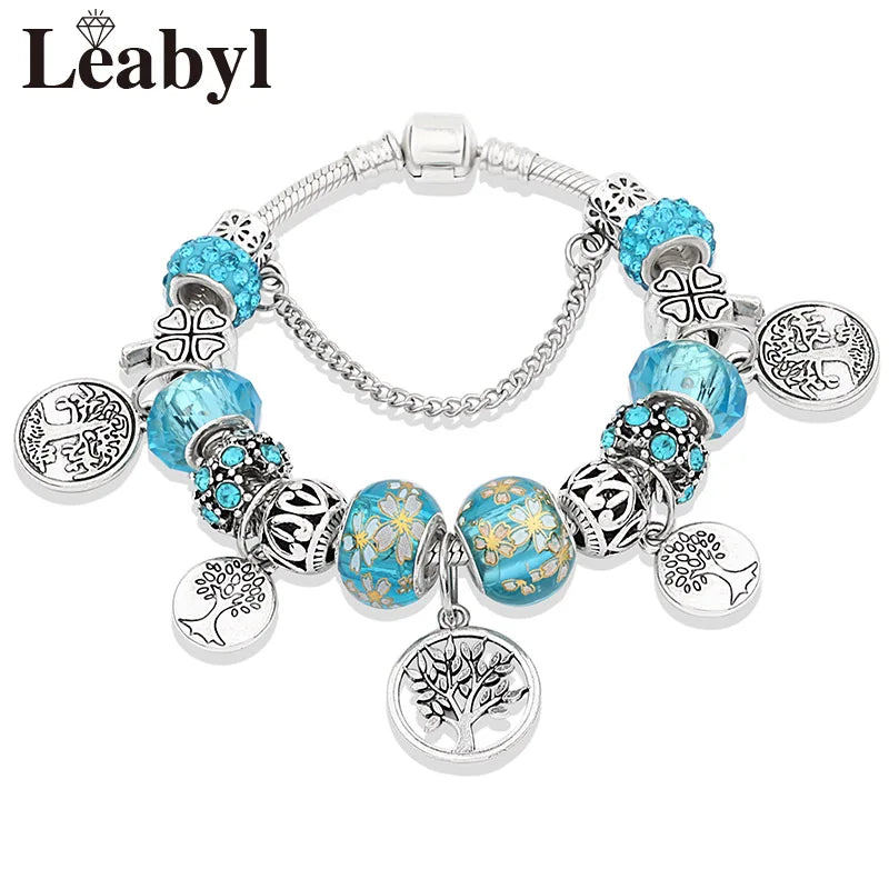 Floral Crystal Bead Bracelets