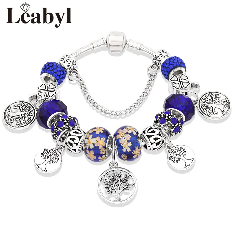 Floral Crystal Bead Bracelets