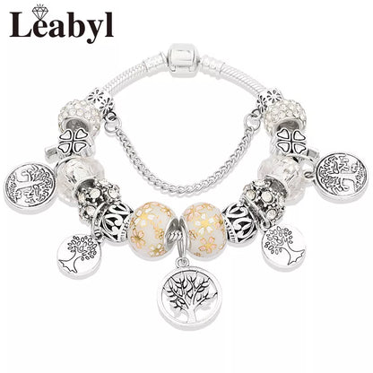 Floral Crystal Bead Bracelets