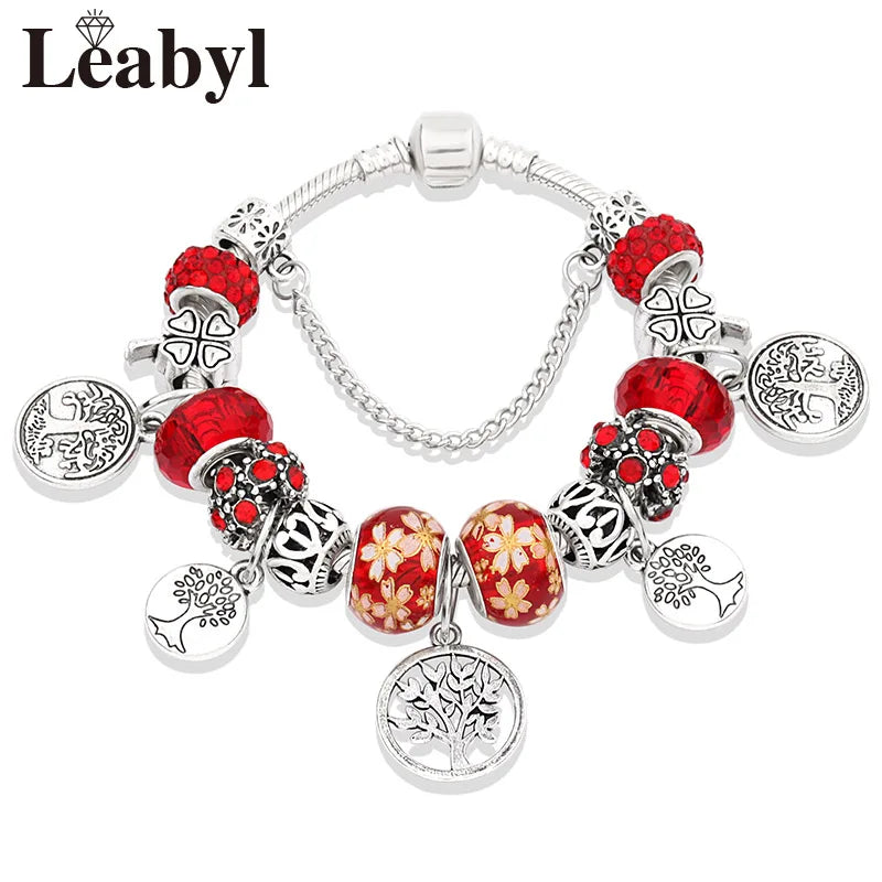 Floral Crystal Bead Bracelets