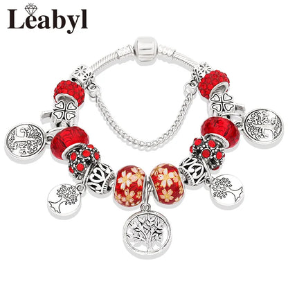 Floral Crystal Bead Bracelets