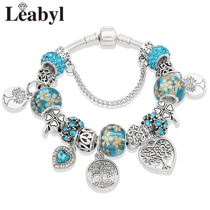 Floral Crystal Bead Bracelets