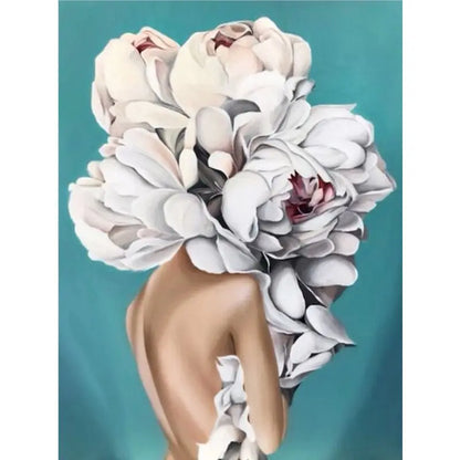 Abstract Diy Girls Shape Flowers Canvas Wall Art