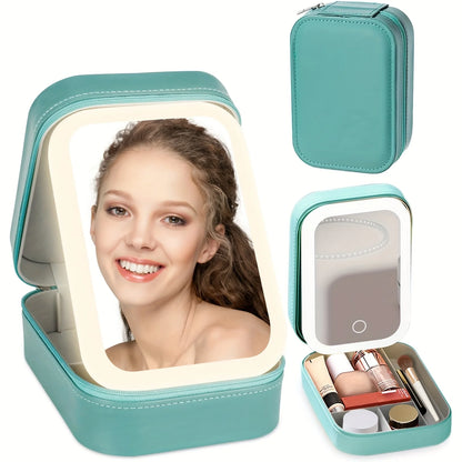 Foldable LED Makeup Mirror With Box Organizer
