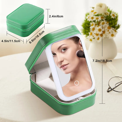 Foldable LED Makeup Mirror With Box Organizer