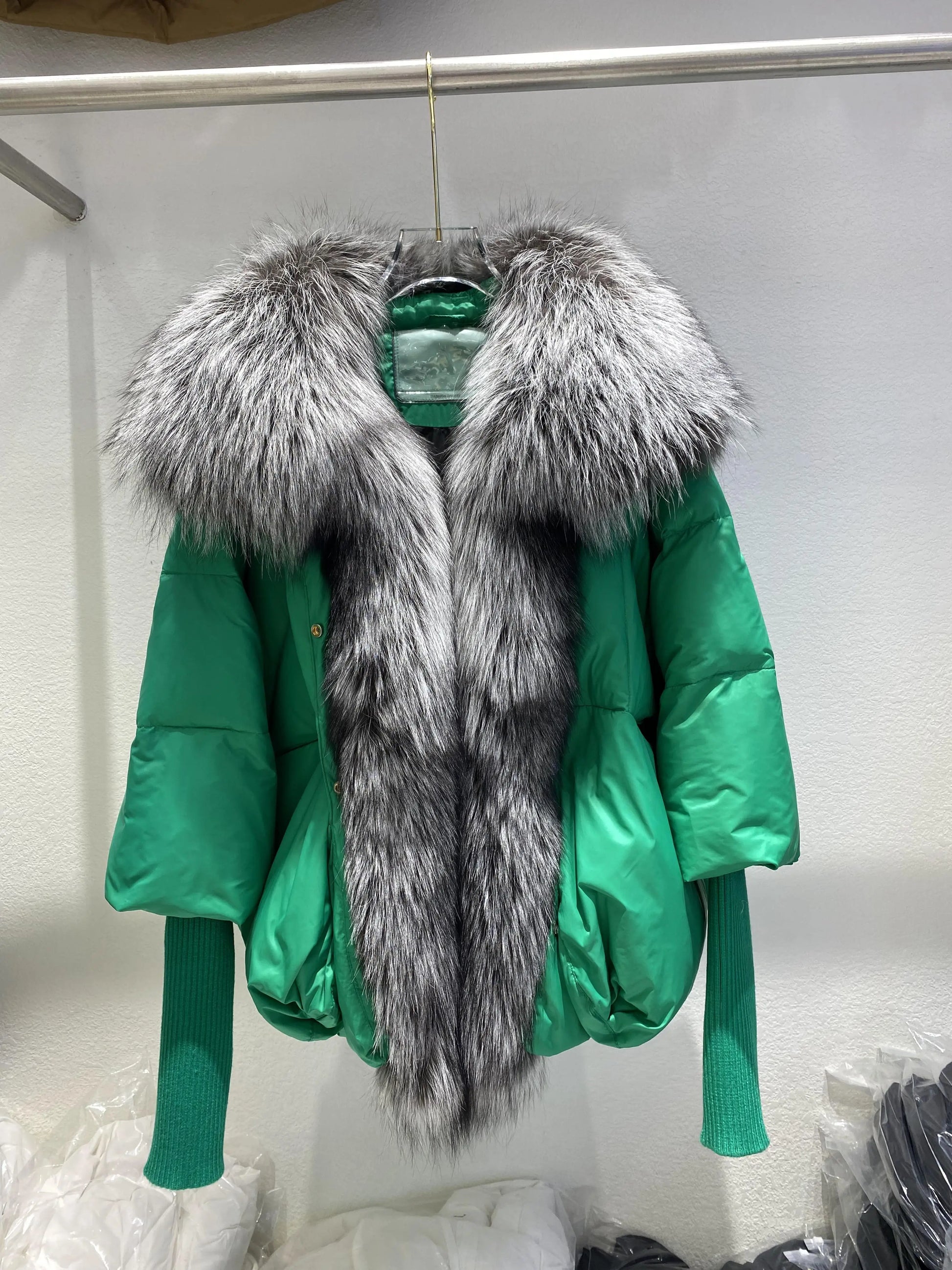 Women's Fox Fur Collar Thick Duck Down Puffer Coat
