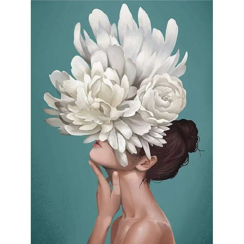 Abstract Diy Girls Shape Flowers Canvas Wall Art