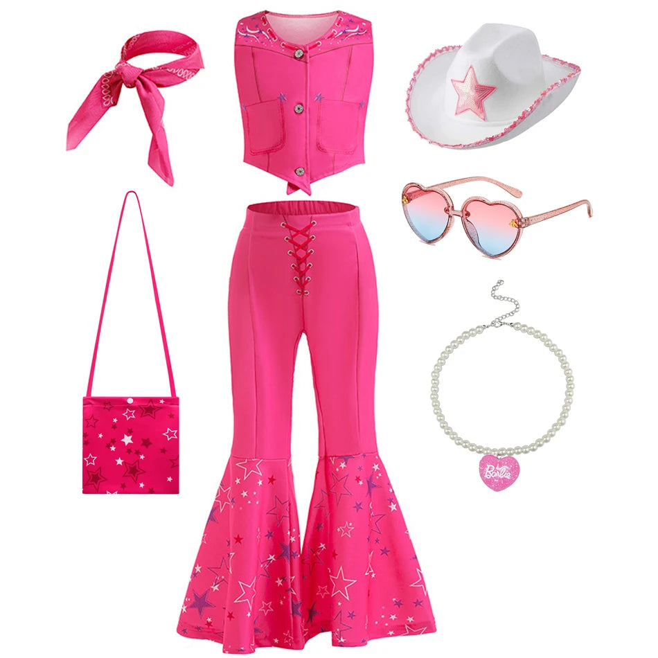 Girl's 3pcs Sleeveless Solid Color Clothes Outfit