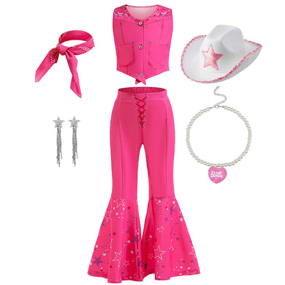 Girl's 3pcs Sleeveless Solid Color Clothes Outfit