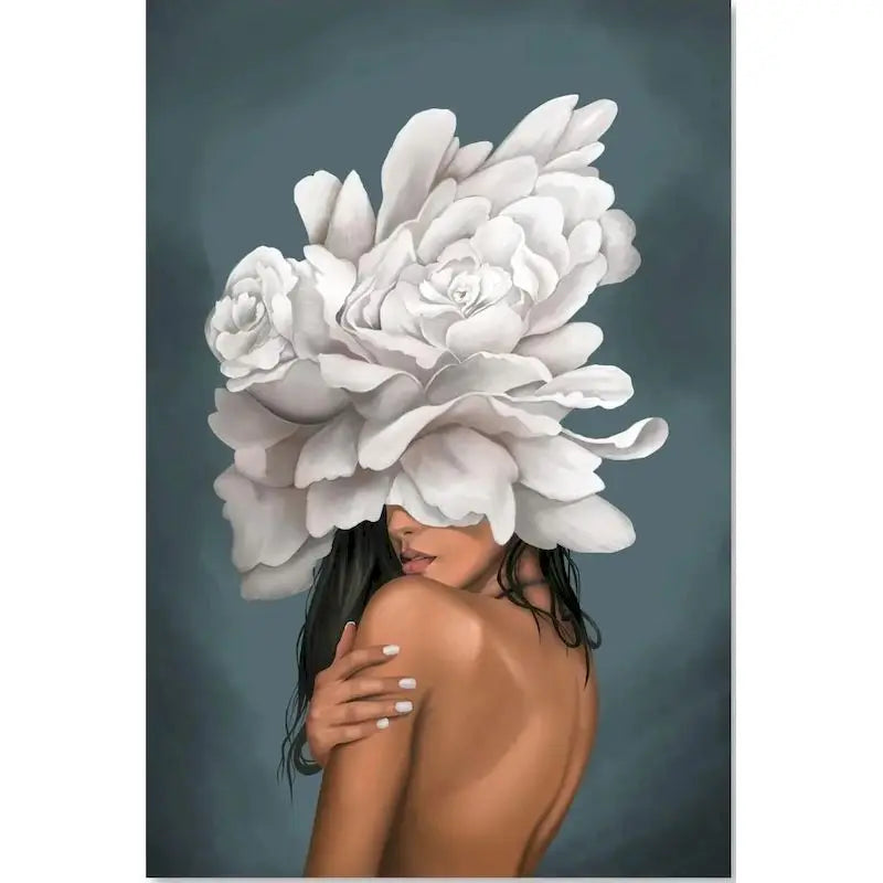 Girls Shape Flower Canvas Wall Art