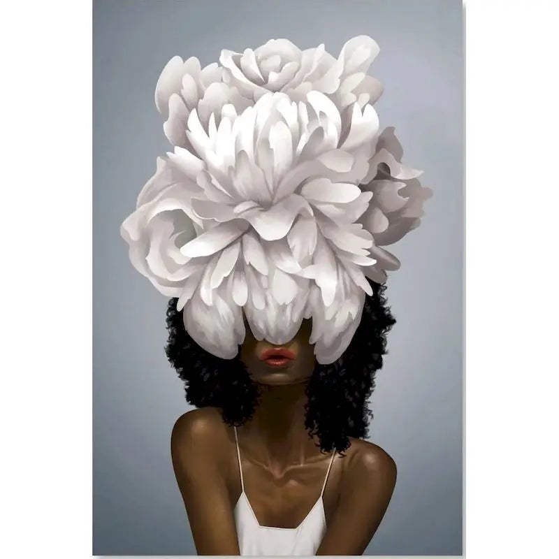 Girls Shape Flower Canvas Wall Art