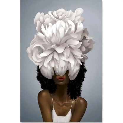 Girls Shape Flower Canvas Wall Art