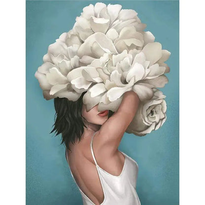 Abstract Diy Girls Shape Flowers Canvas Wall Art