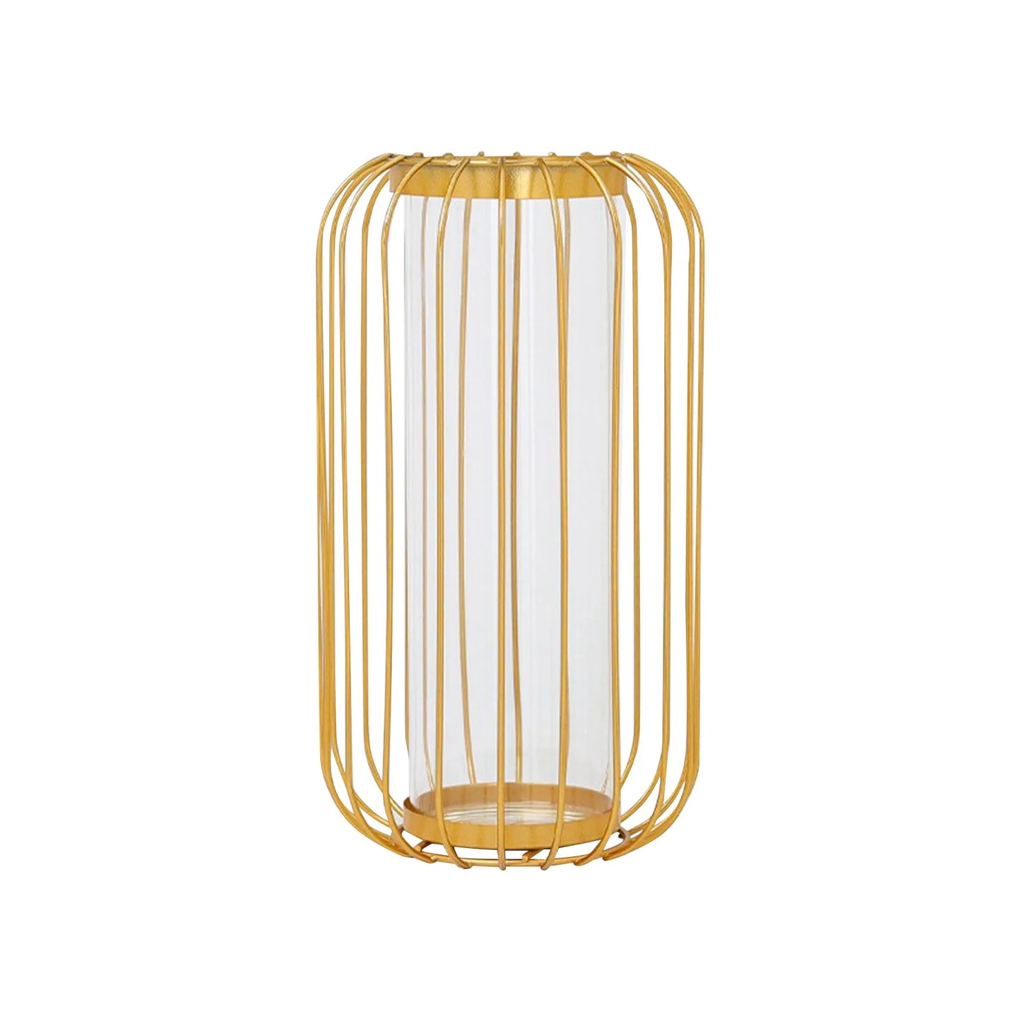 Transparent Golden Flower Glass Vase