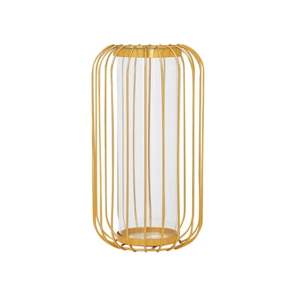 Transparent Golden Flower Glass Vase