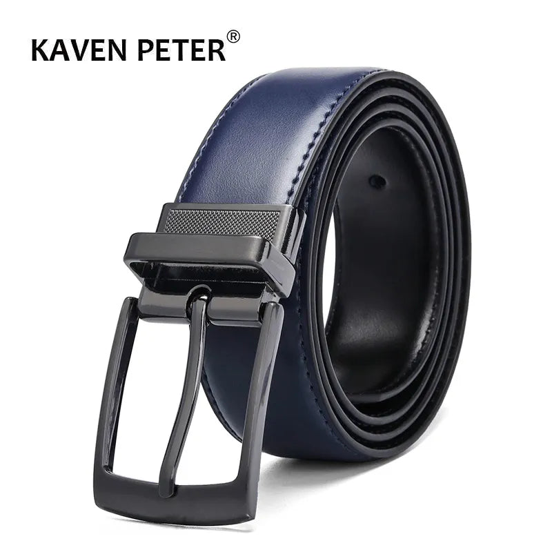 Ceinture Réversible En Cuir Pour Jeans Pour Homme Bleue Et Noire