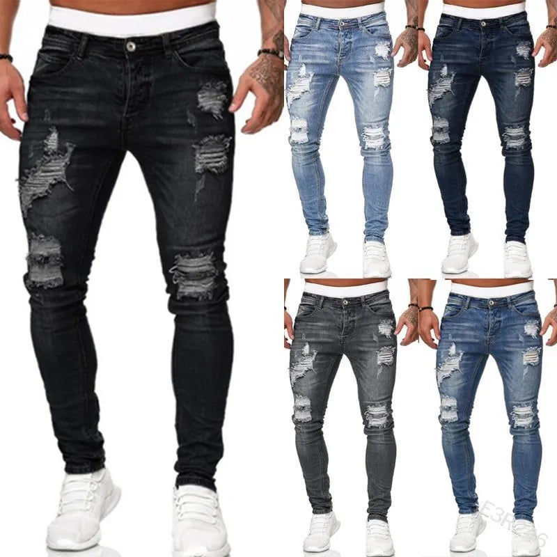 Zerrissene Vintage-Skinny-Jeans für Herren