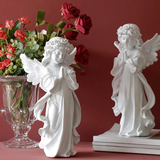White Resin Praying Angel Figurine