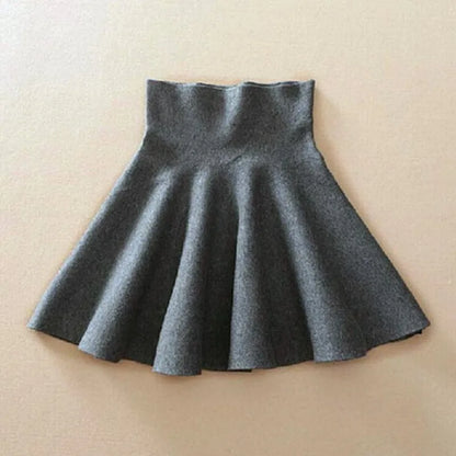 Korean Woolen Knit Pleated Midi Skirt