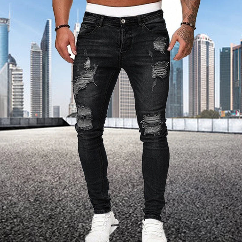 Zerrissene Vintage-Skinny-Jeans für Herren