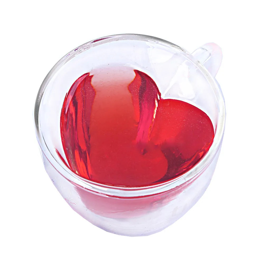 Heart-shaped Double Wall Glass Mug