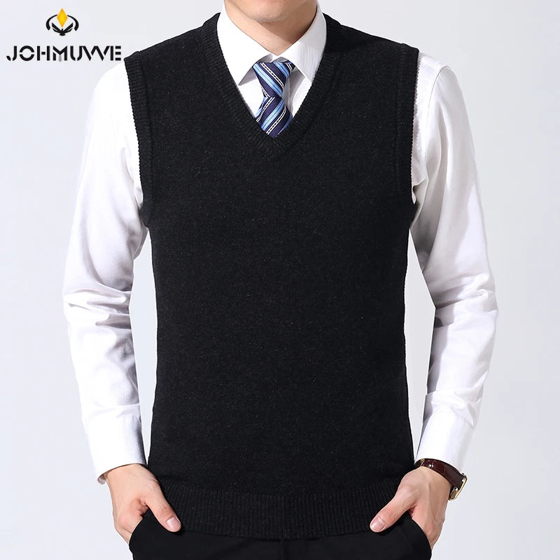 Men's V-neck Woolen Knit Vest