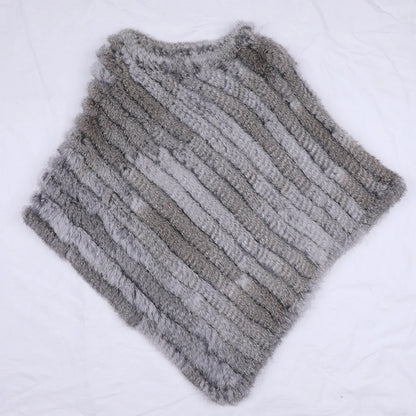 Poncho en véritable fourrure de lapin - Élégant et tendance