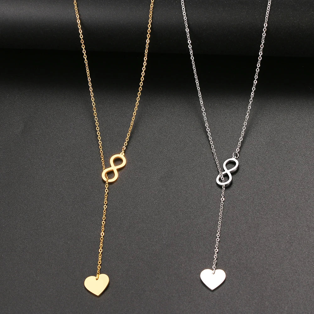 Stainless Steel  Heart Shape Pendant Layered Necklace