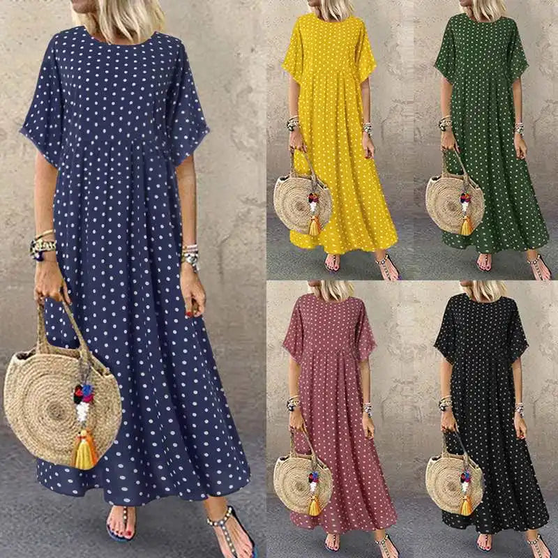 ZANZEA Polka Dot Maxi Dress