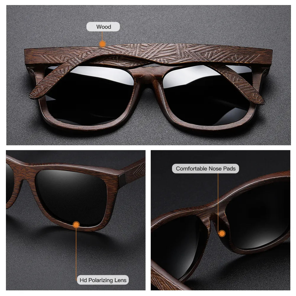 Herren-Sonnenbrille aus Bambusholz mit Geschenkbox