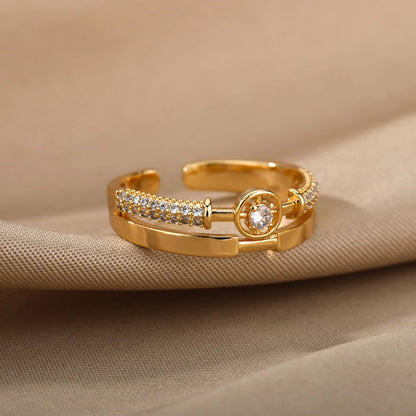 Runde Zirkon Stern Edelstahl Ringe Frauen