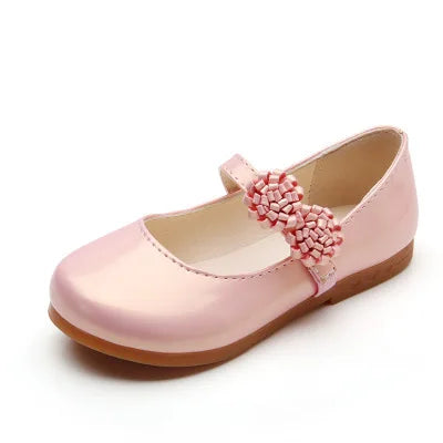 PU Leather Floral Charm Girl's Shoes