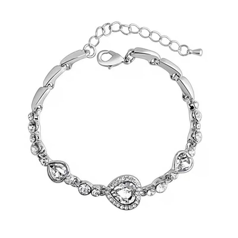 Blaues Kristall-Herz-Armband für Damen