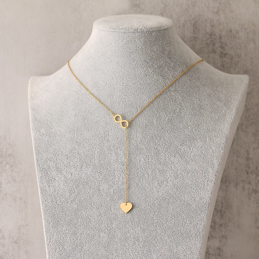 Stainless Steel  Heart Shape Pendant Layered Necklace