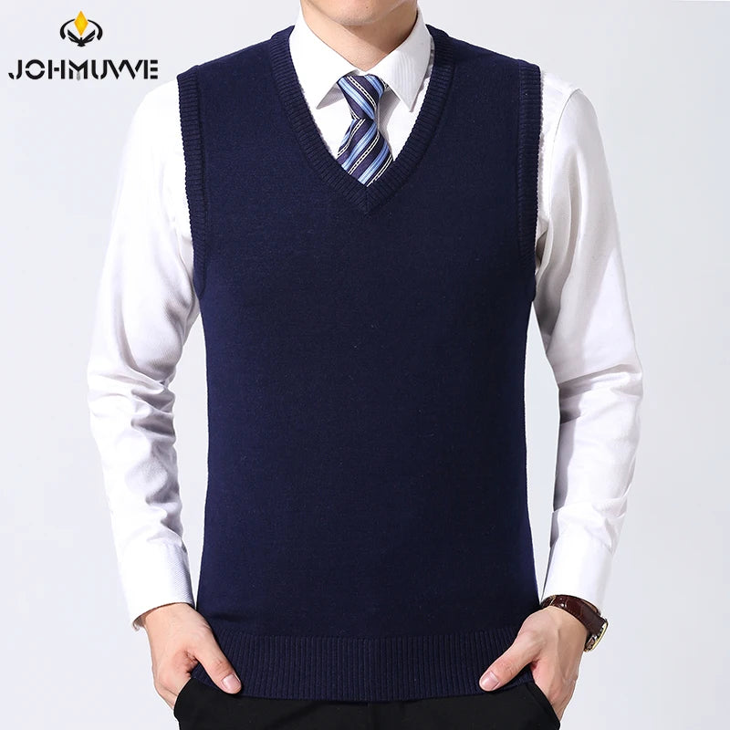 Men's V-neck Woolen Knit Vest