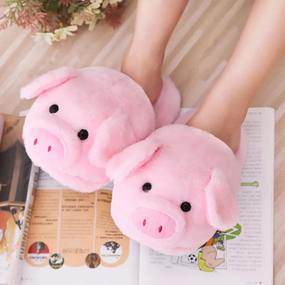 Pantoufles d'intérieur d'hiver à la mode en forme de cochon rose pour femmes