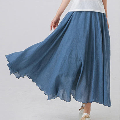 High-Quality Cotton Linen A-Line Skirt
