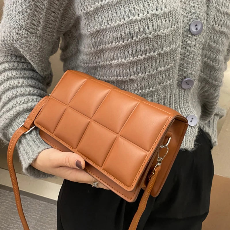 Sac à bandoulière en cuir pour femme - Sac à main de couleur unie pour femme