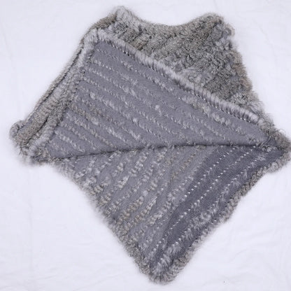 Poncho en véritable fourrure de lapin - Élégant et tendance