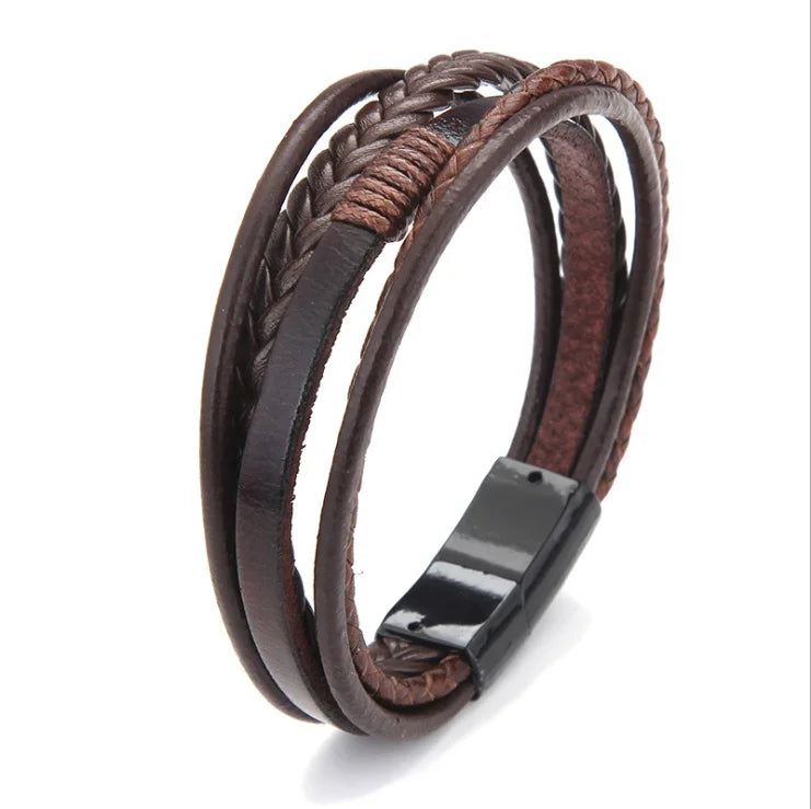 Bracelet tressé en cuir tendance Delysia King pour homme