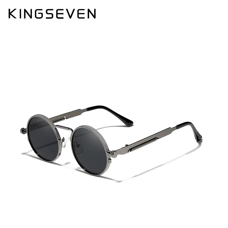 Polarisierte Steampunk-Sonnenbrille mit rundem Metallrahmen